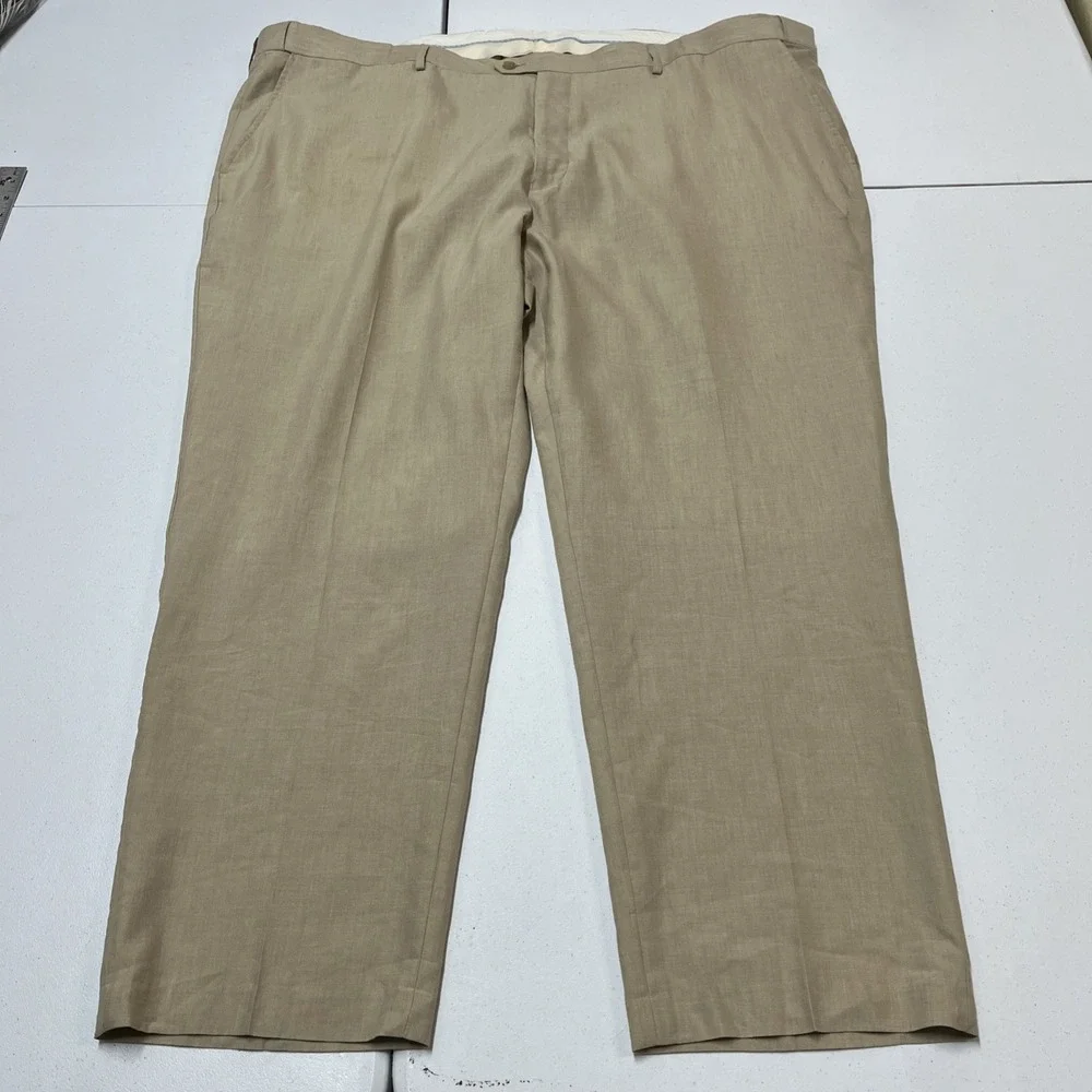Oak Hill Pants Mens 52x30 Beige Linen Blend Trousers Lightweight Summer‎ Beach